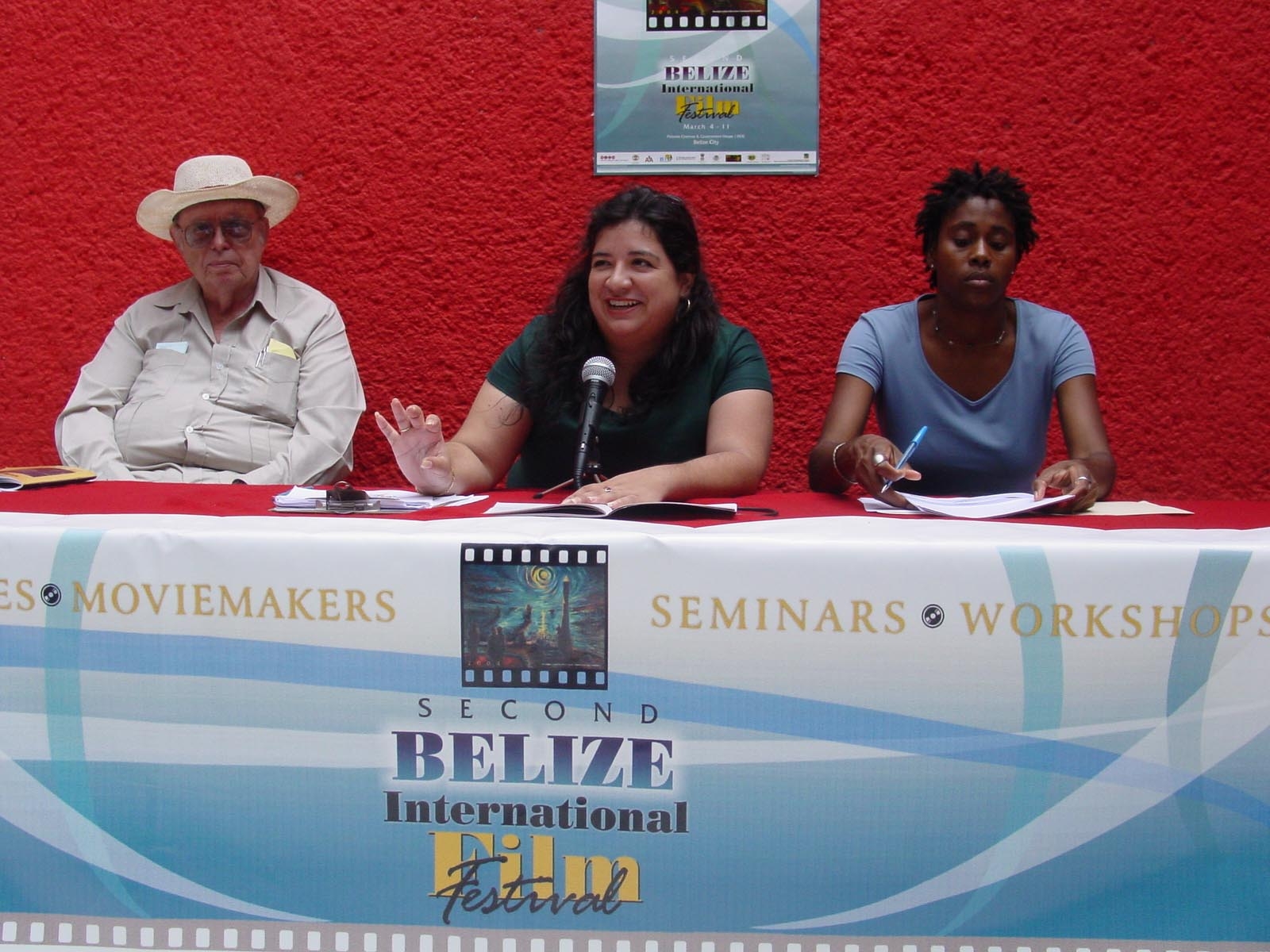 Meeting with the press at the very first Belize International Film Festival